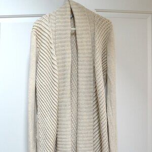 Vince Yak Wool Knit Textured Waterfall Oatmeal Cardigan Sweater Casual Flawed